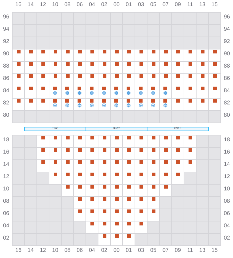 Bay 011 view and slots of MAERSK STRALSUND