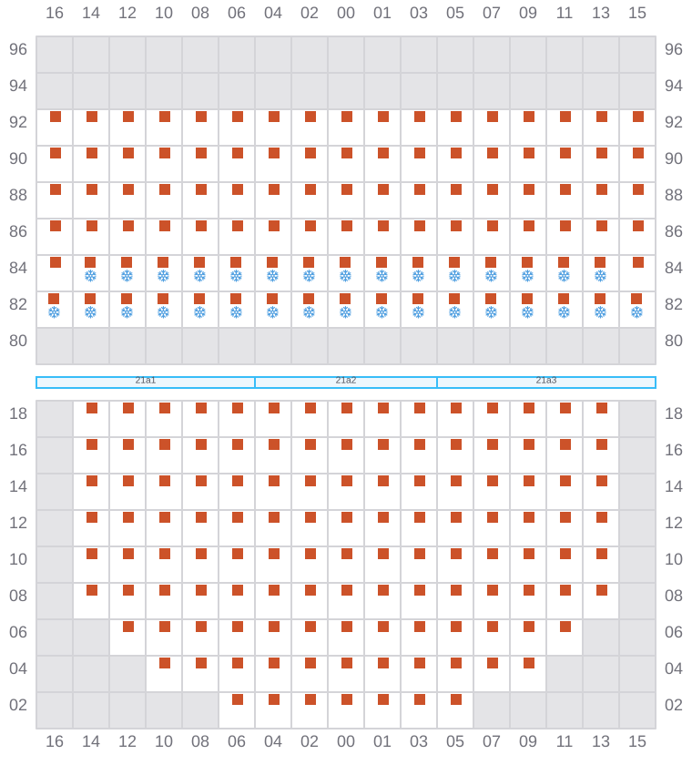 Bay 023 view and slots of MAERSK STRALSUND
