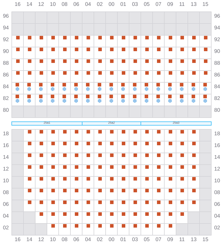 Bay 027 view and slots of MAERSK STRALSUND