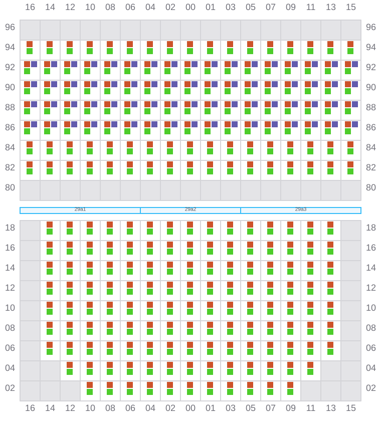 Bay 029 view and slots of MAERSK STRALSUND