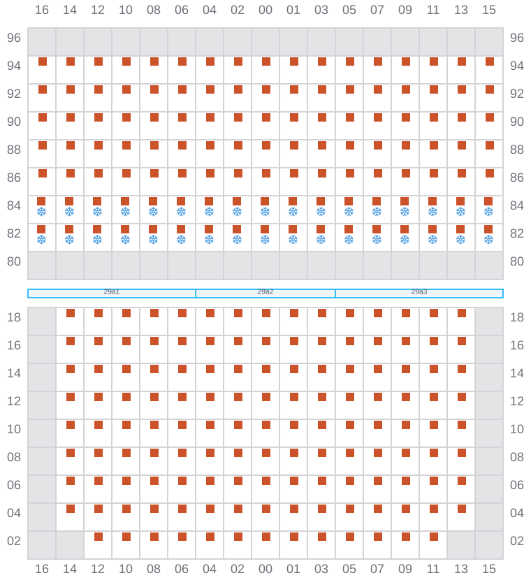 Bay 031 view and slots of MAERSK STRALSUND