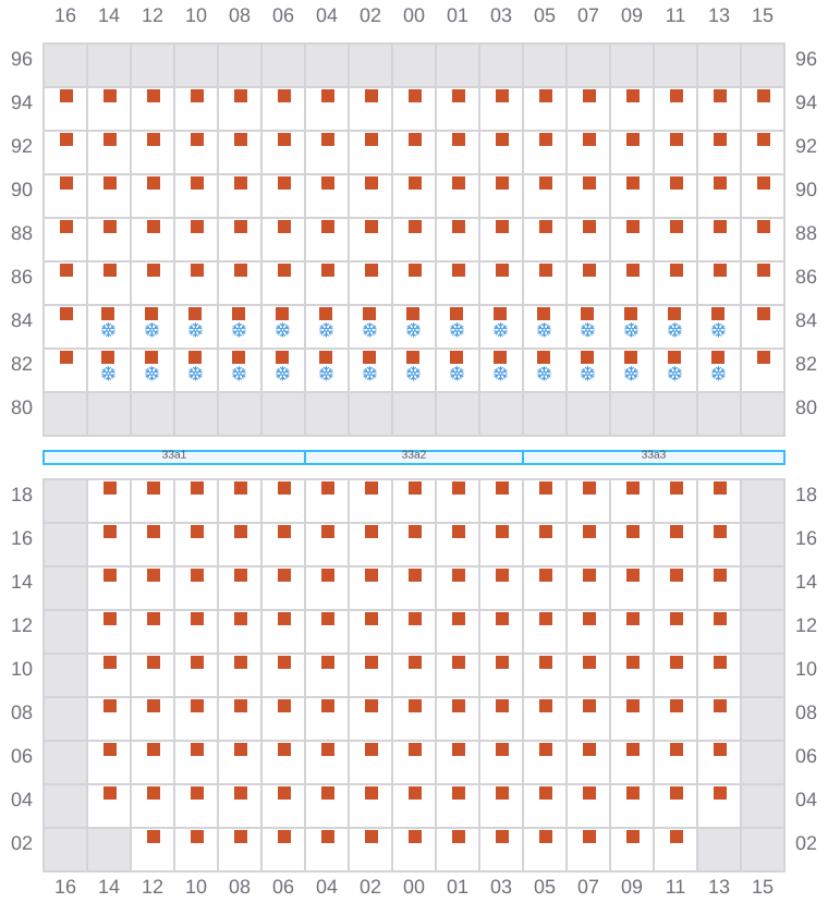 Bay 035 view and slots of MAERSK STRALSUND