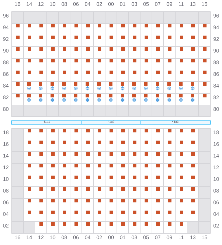 Bay 043 view and slots of MAERSK STRALSUND