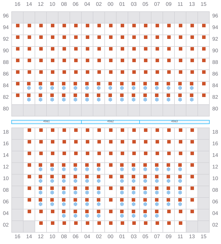 Bay 051 view and slots of MAERSK STRALSUND