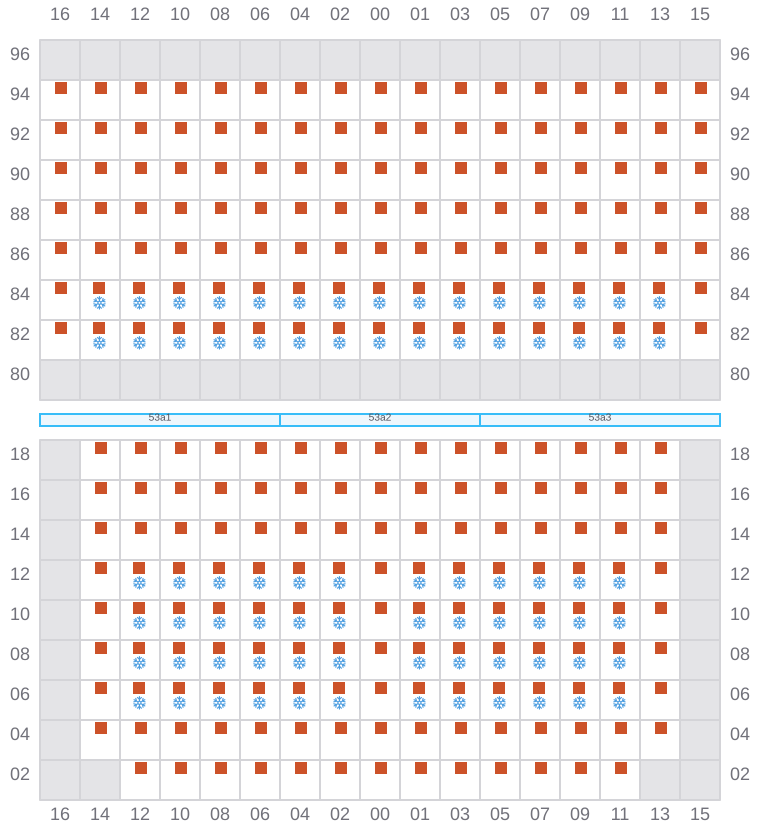 Bay 055 view and slots of MAERSK STRALSUND