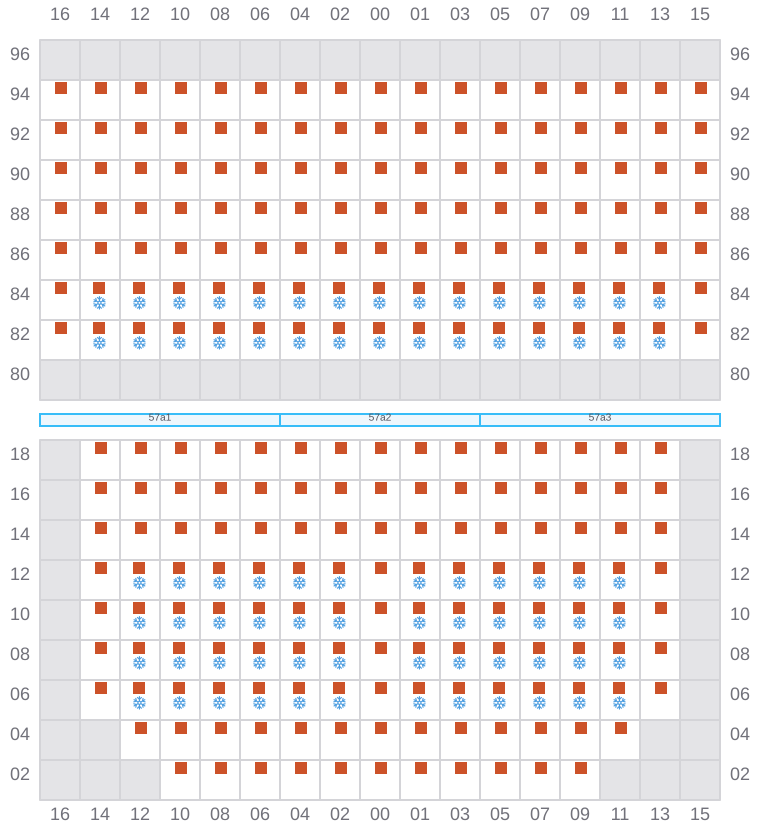 Bay 059 view and slots of MAERSK STRALSUND