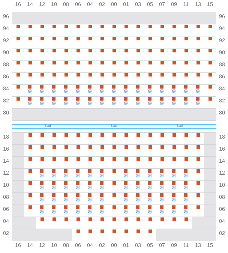 Bay 063 view and slots of MAERSK STRALSUND