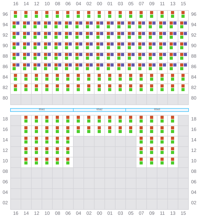 Bay 065 view and slots of MAERSK STRALSUND