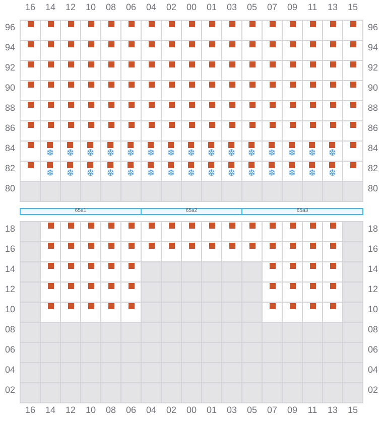 Bay 067 view and slots of MAERSK STRALSUND
