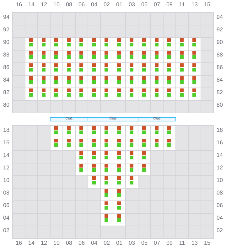 Bay 005 view and slots of CMACGM SAN FRANCISCO