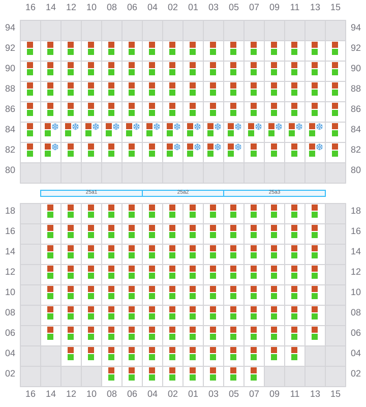 Bay 025 view and slots of CMACGM SAN FRANCISCO