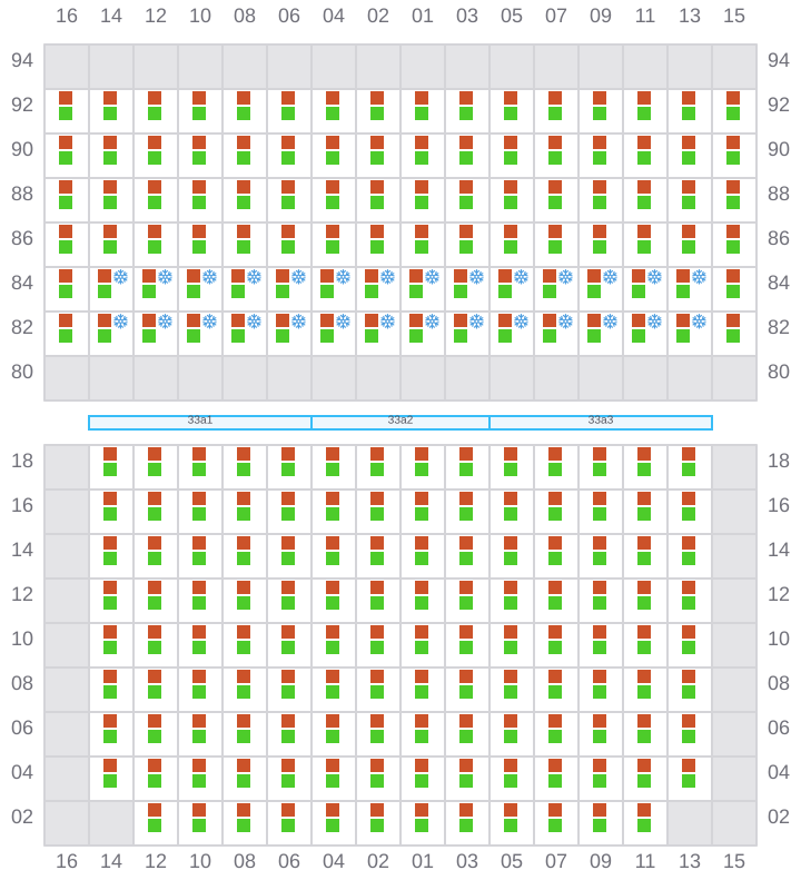 Bay 033 view and slots of CMACGM SAN FRANCISCO