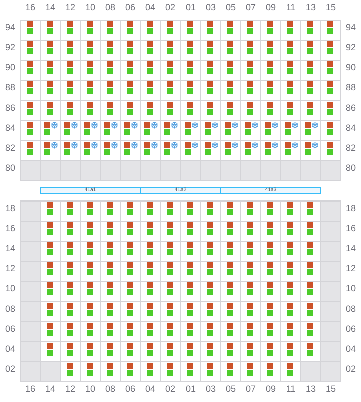 Bay 041 view and slots of CMACGM SAN FRANCISCO