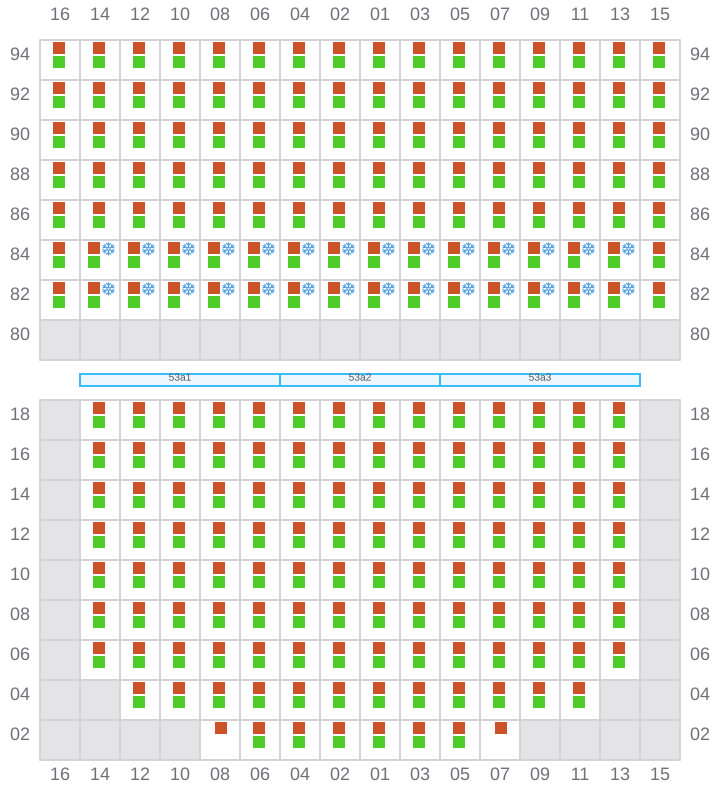 Bay 053 view and slots of CMACGM SAN FRANCISCO