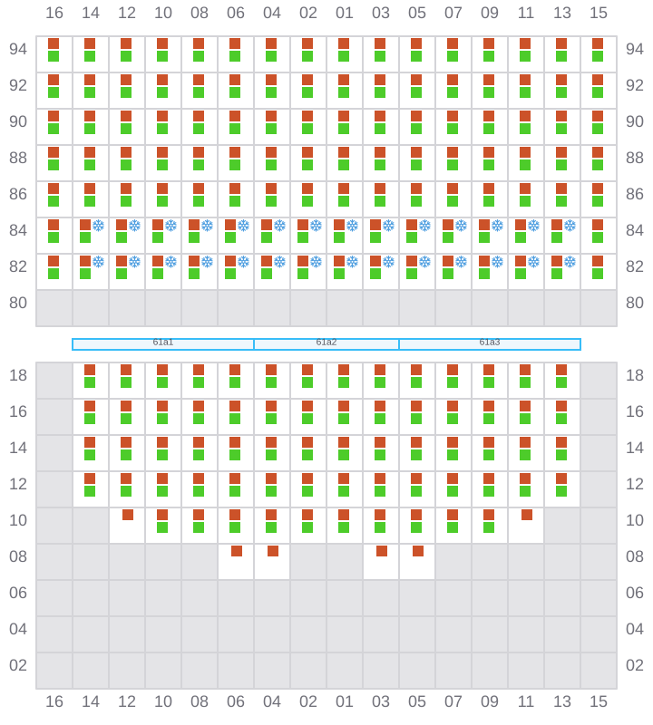 Bay 061 view and slots of CMACGM SAN FRANCISCO