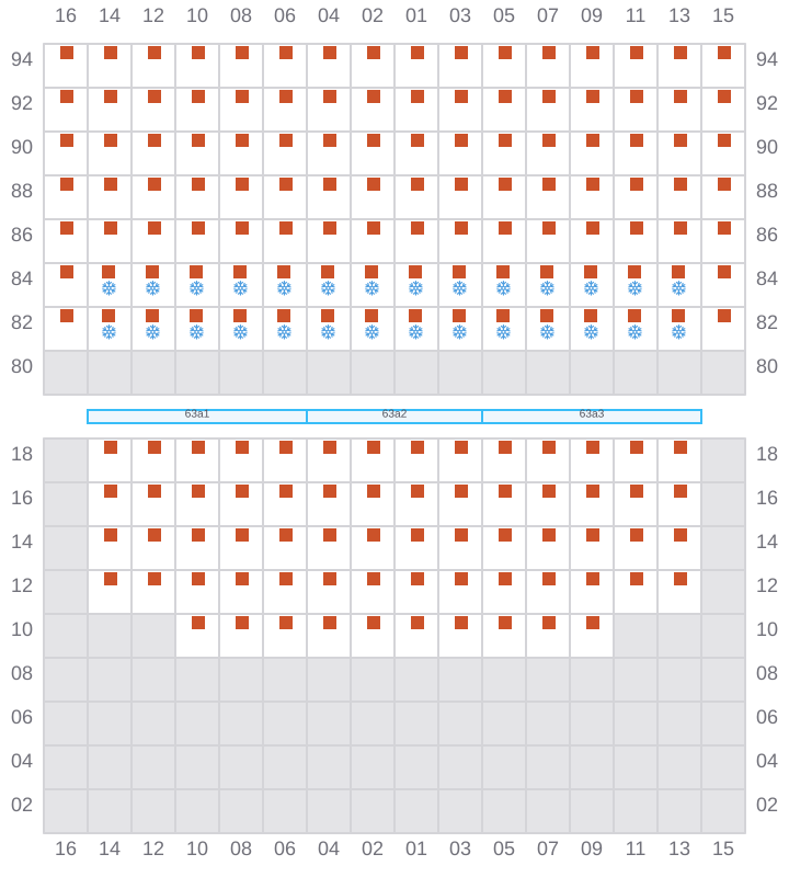 Bay 063 view and slots of CMACGM SAN FRANCISCO