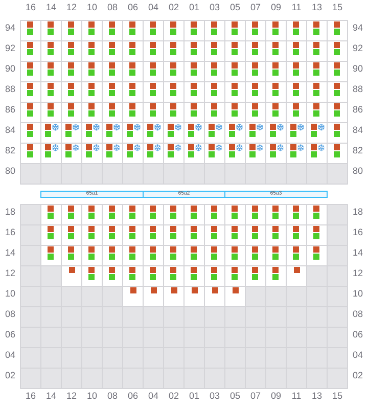 Bay 065 view and slots of CMACGM SAN FRANCISCO