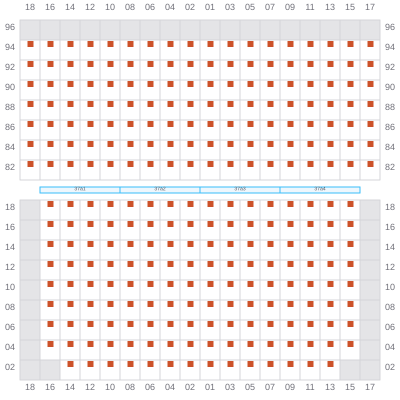 Bay 037 view and slots of EVER LUNAR