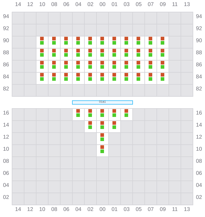 Bay 001 view and slots of CMA CGM AFRICA THREE
