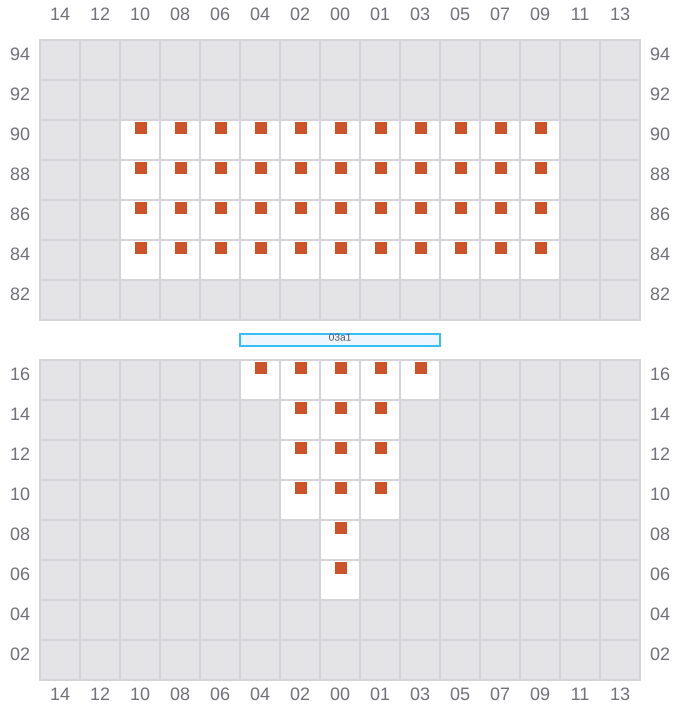 Bay 003 view and slots of CMA CGM AFRICA THREE