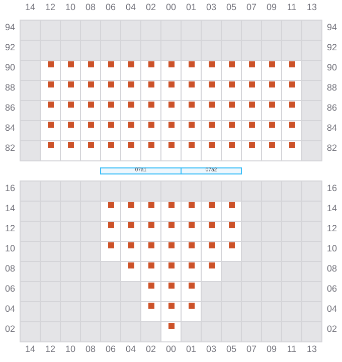 Bay 007 view and slots of CMA CGM AFRICA THREE