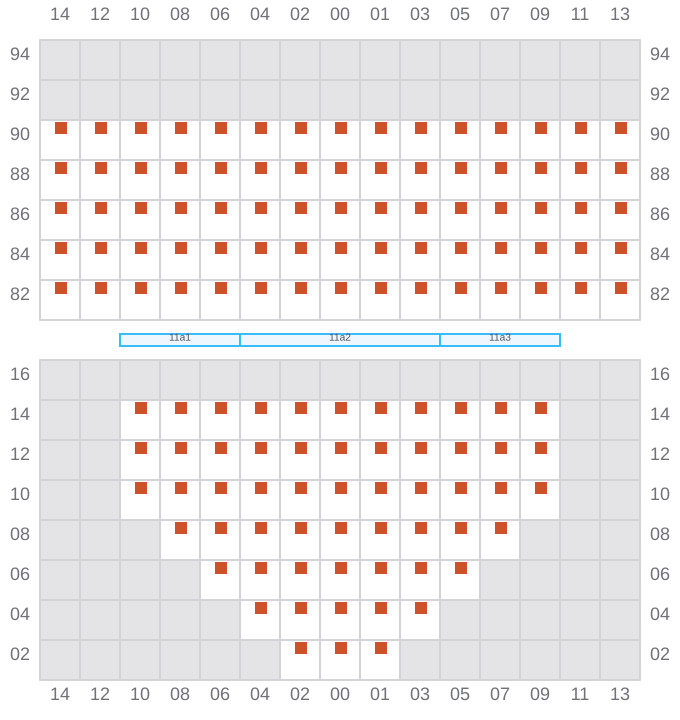 Bay 011 view and slots of CMA CGM AFRICA THREE