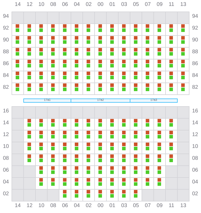 Bay 017 view and slots of CMA CGM AFRICA THREE