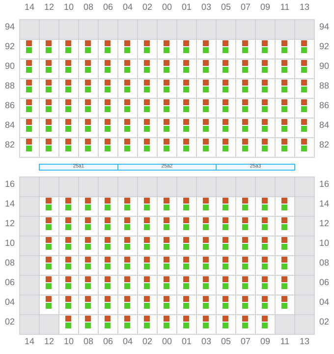 Bay 025 view and slots of CMA CGM AFRICA THREE