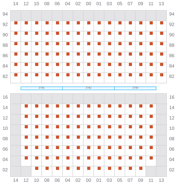 Bay 027 view and slots of CMA CGM AFRICA THREE