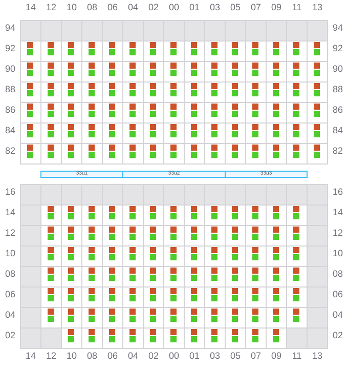 Bay 033 view and slots of CMA CGM AFRICA THREE