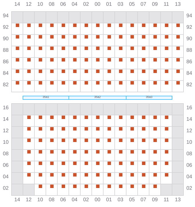 Bay 035 view and slots of CMA CGM AFRICA THREE