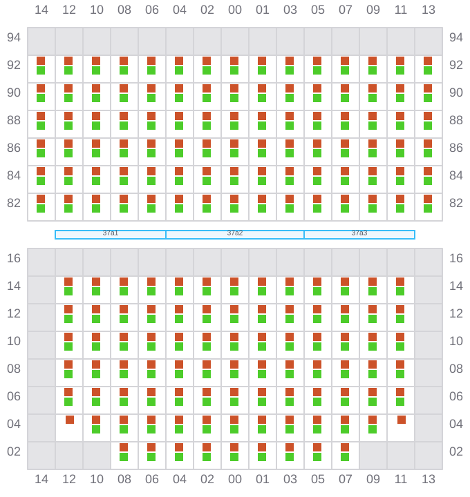 Bay 037 view and slots of CMA CGM AFRICA THREE