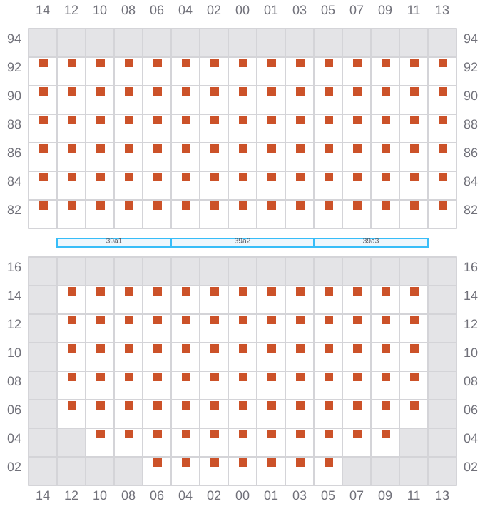 Bay 039 view and slots of CMA CGM AFRICA THREE