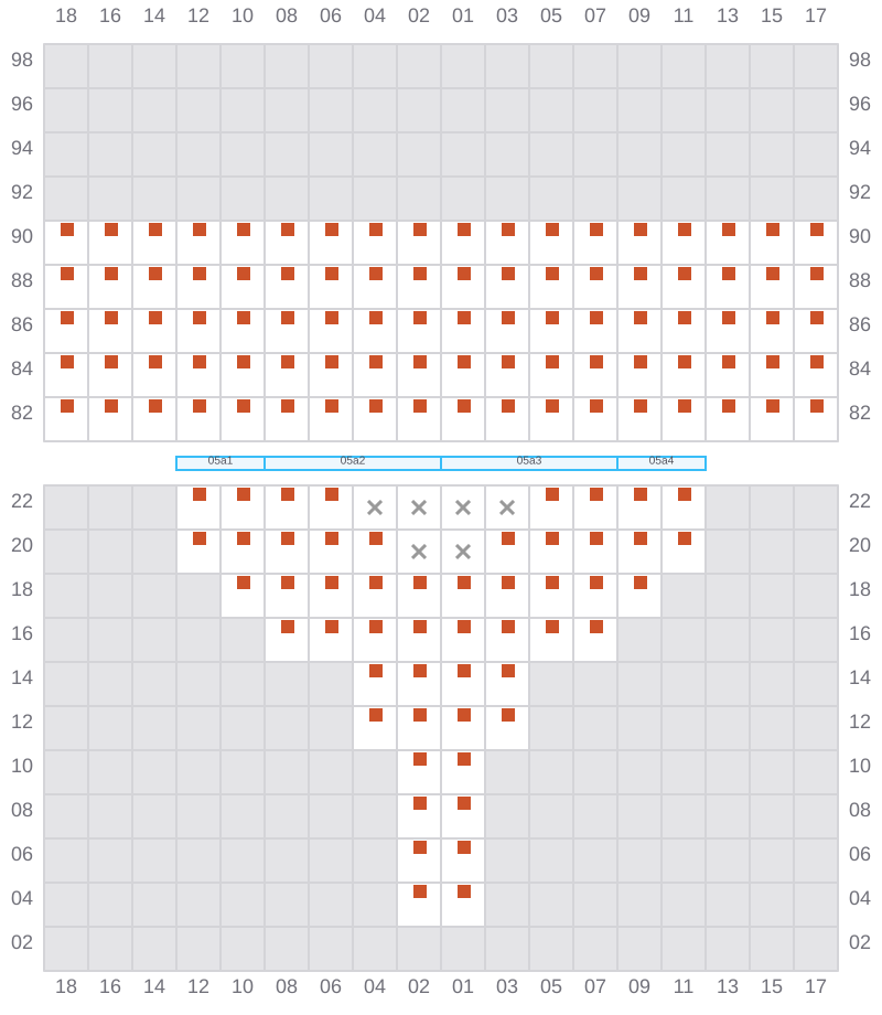 Bay 005 view and slots of MSC IVANA