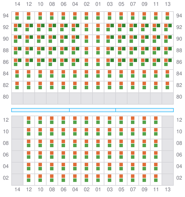 Bay 025 view and slots of MAERSK CHATTOGRAM