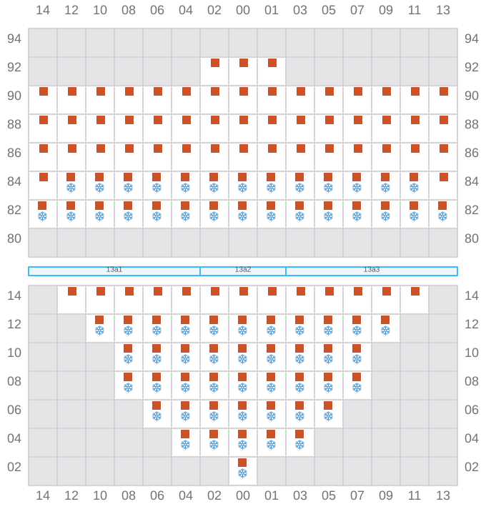 Bay 015 view and slots of LUNA MAERSK