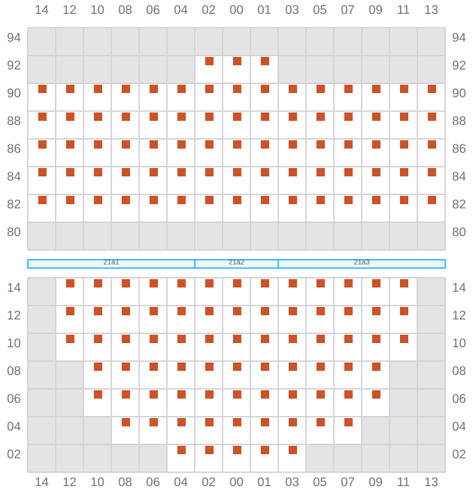 Bay 021 view and slots of LUNA MAERSK