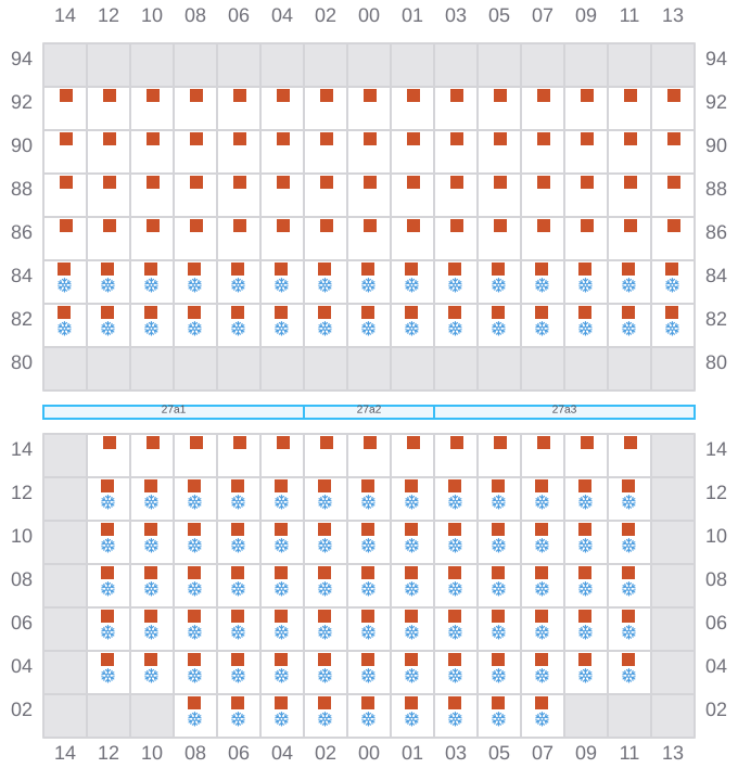 Bay 029 view and slots of LUNA MAERSK