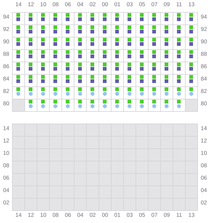 Bay 059 view and slots of LUNA MAERSK