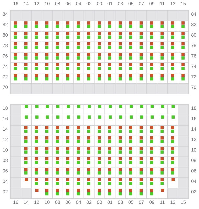 Bay 029 view and slots of MSC MAEVA