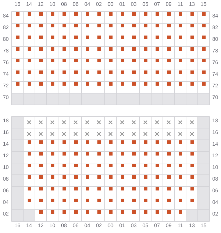 Bay 051 view and slots of MSC MAEVA
