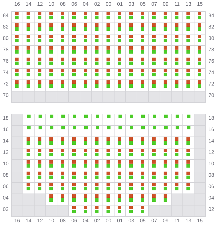 Bay 061 view and slots of MSC MAEVA