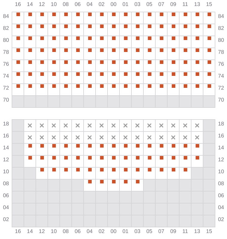 Bay 067 view and slots of MSC MAEVA
