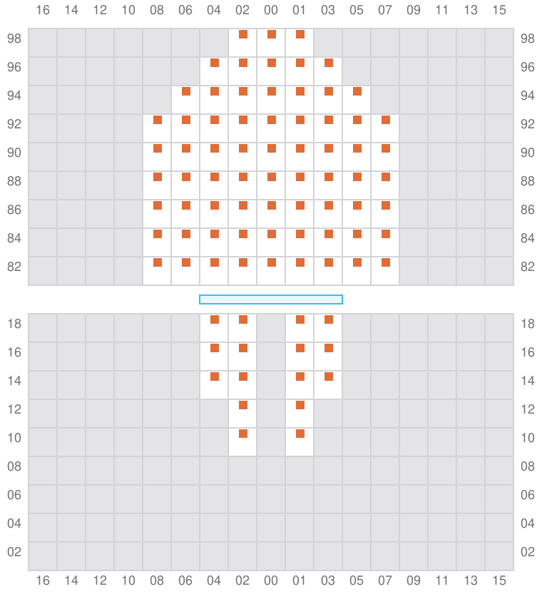 Bay 003 view and slots of CORNELIA MAERSK