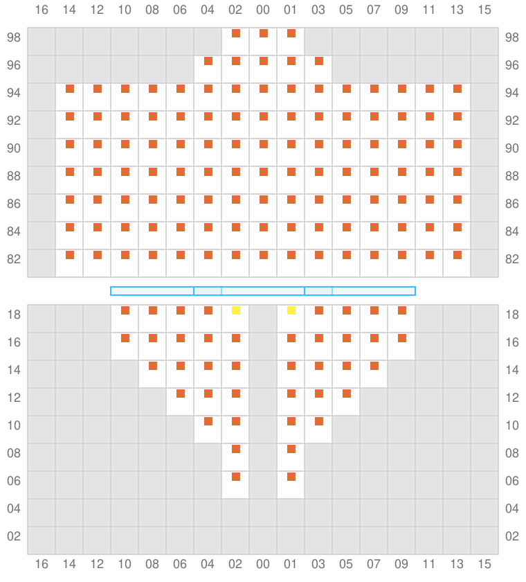 Bay 007 view and slots of CORNELIA MAERSK