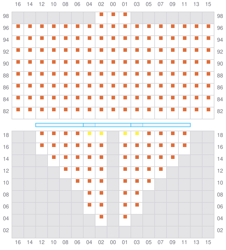 Bay 011 view and slots of CORNELIA MAERSK