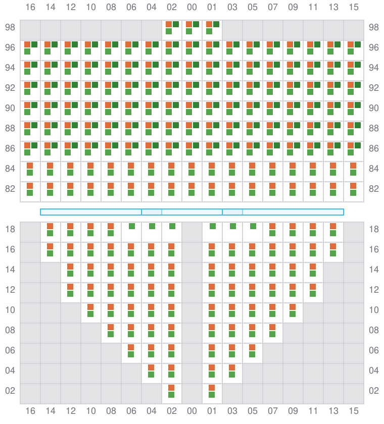 Bay 013 view and slots of CORNELIA MAERSK