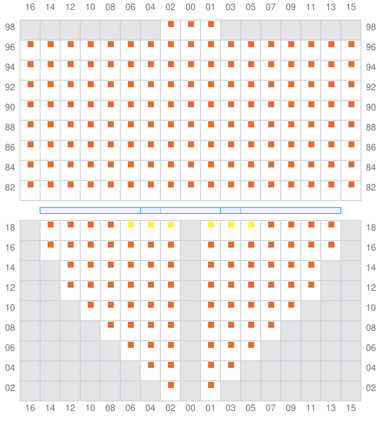 Bay 015 view and slots of CORNELIA MAERSK