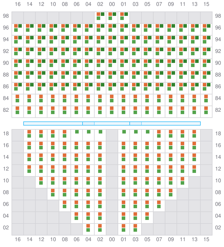 Bay 017 view and slots of CORNELIA MAERSK