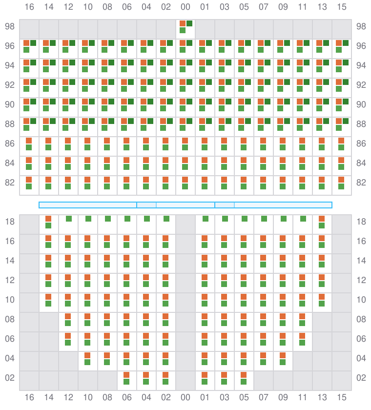 Bay 021 view and slots of CORNELIA MAERSK